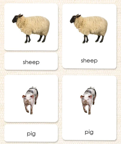 Farm Animals 3-Part Language Cards