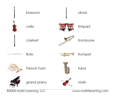Musical Instruments 3-Part Language Cards